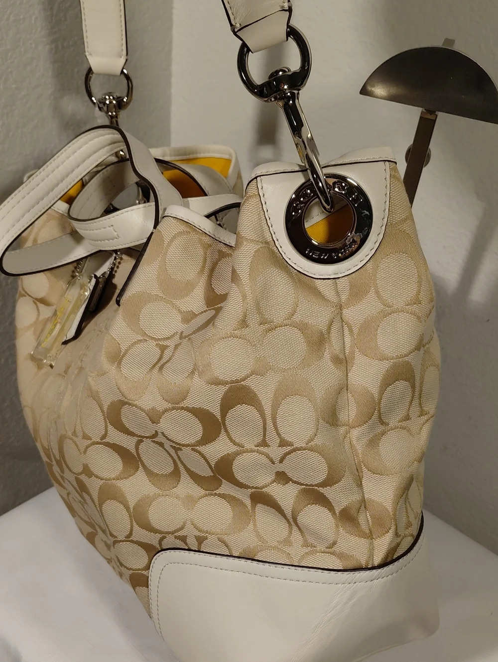Coach Hadley Cream Signature Canvas Tote Bag